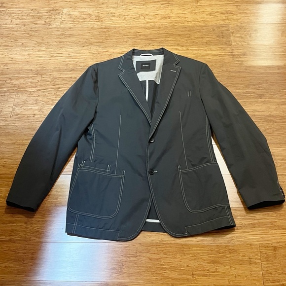 Hugo Boss Other - BOSS by Hugo Boss Charcoal Gray 2 button Blazer with White Stitching. Size 44R